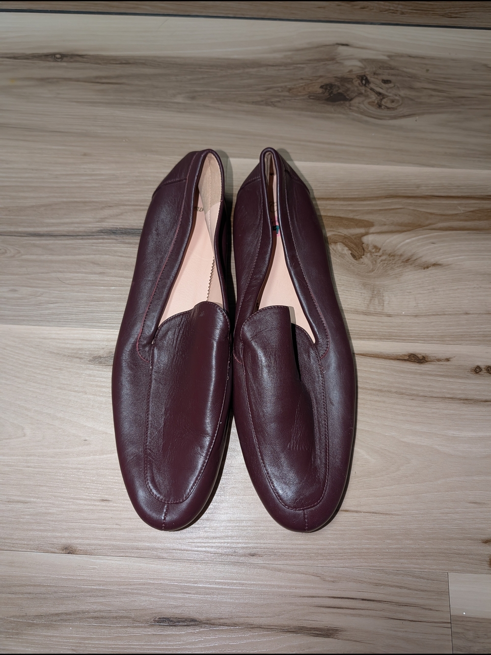 12 J. Crew Women's Cecile Leather Smoking Slippers in Deep Burgundy
